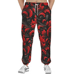 Men's Sweatpants Black and Red Embossed Art Print