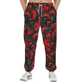 Men's Sweatpants Black and Red Embossed Art Print