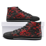 High-Top Canvas Shoes Black and Red Embossed Art Print