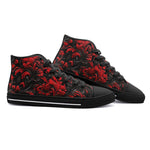 High-Top Canvas Shoes Black and Red Embossed Art Print