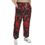 Men's Sweatpants Black and Red Embossed Art Print