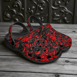 Classic Clogs Black and Red Embossed Art Print
