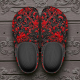 Classic Clogs Black and Red Embossed Art Print