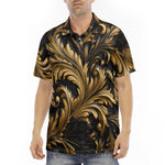 Men's Polo Shirt Black and Gold Embossed Art Print