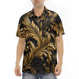 Men's Polo Shirt Black and Gold Embossed Art Print