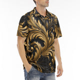 Men's Polo Shirt Black and Gold Embossed Art Print