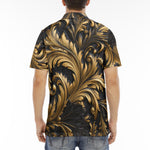 Men's Polo Shirt Black and Gold Embossed Art Print