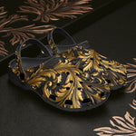 Classic Clogs Black and Gold Embossed Art Print