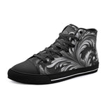 High-Top Canvas Shoes Black and Silver Embossed Art Print