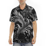 Men's Polo Shirt Black and Silver Embossed Art Print