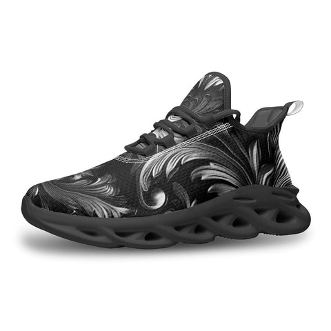 Sports Sneakers Black and Silver Embossed Art Print