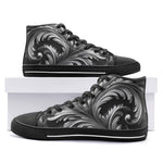 High-Top Canvas Shoes Black and Silver Embossed Art Print