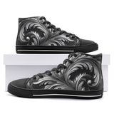 High-Top Canvas Shoes Black and Silver Embossed Art Print