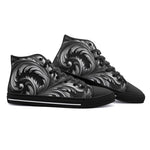 High-Top Canvas Shoes Black and Silver Embossed Art Print