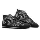 High-Top Canvas Shoes Black and Silver Embossed Art Print