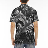 Men's Polo Shirt Black and Silver Embossed Art Print