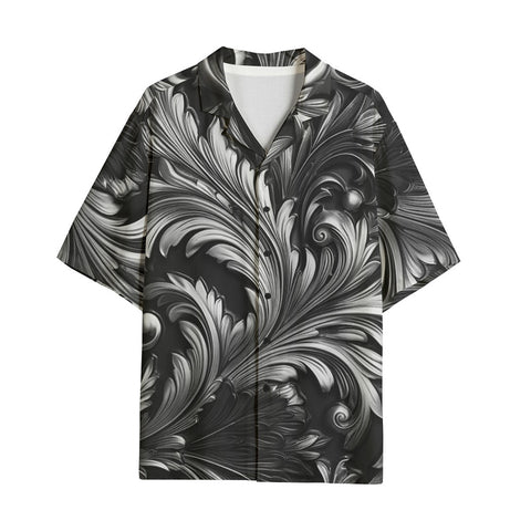 Hawaiian Shirt Black and Silver Embossed Art Print