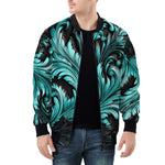 Bomber Jacket Black and Turquoise Embossed Art Print