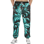 Men's Sweatpants Black and Turquoise Embossed Art Print