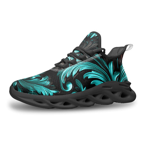 Sports Sneakers Black and Turquoise Embossed Art Print
