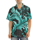 Hawaiian Shirt Black and Turquoise Embossed Art Print