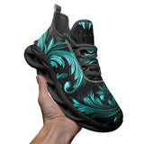 Sports Sneakers Black and Turquoise Embossed Art Print