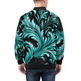 Bomber Jacket Black and Turquoise Embossed Art Print