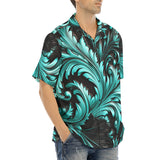 Hawaiian Shirt Black and Turquoise Embossed Art Print