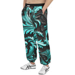 Men's Sweatpants Black and Turquoise Embossed Art Print