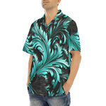 Hawaiian Shirt Black and Turquoise Embossed Art Print