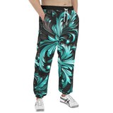 Men's Sweatpants Black and Turquoise Embossed Art Print