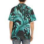 Hawaiian Shirt Black and Turquoise Embossed Art Print