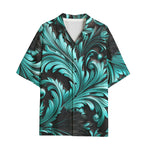 Hawaiian Shirt Black and Turquoise Embossed Art Print