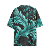 Hawaiian Shirt Black and Turquoise Embossed Art Print