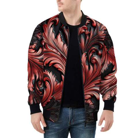 Bomber Jacket Black and Red Embossed Art Print