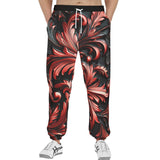 Men's Sweatpants Black and Red Embossed Art Print