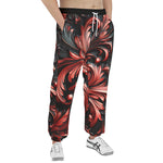 Men's Sweatpants Black and Red Embossed Art Print