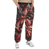 Men's Sweatpants Black and Red Embossed Art Print