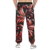 Men's Sweatpants Black and Red Embossed Art Print