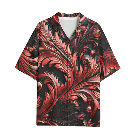 Hawaiian Shirt Black and Red Embossed Art Print