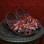 Classic Clogs Black and Red Embossed Art Print