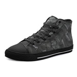 High-Top Canvas Shoes Black Leather Patchwork Texture Print