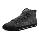 High-Top Canvas Shoes Black Leather Patchwork Texture Print
