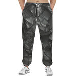 Men's Sweatpants Black Leather Patchwork Texture Print