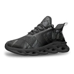 Sports Sneakers Black Leather Patchwork Texture Print