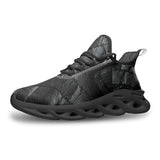 Sports Sneakers Black Leather Patchwork Texture Print