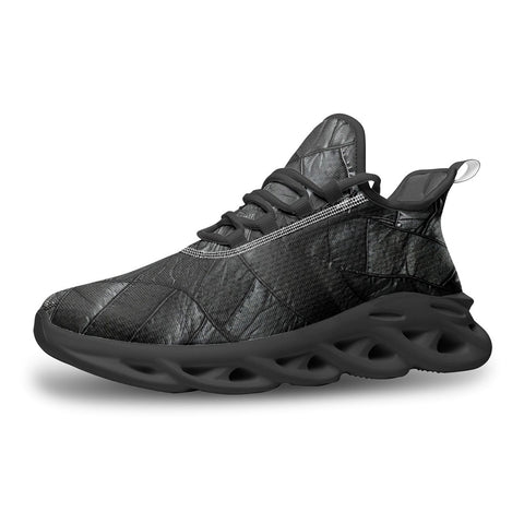 Sports Sneakers Black Leather Patchwork Texture Print