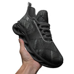 Sports Sneakers Black Leather Patchwork Texture Print