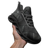 Sports Sneakers Black Leather Patchwork Texture Print