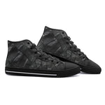 High-Top Canvas Shoes Black Leather Patchwork Texture Print